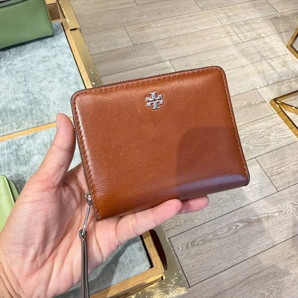 NEW‼️Tory Burch Rory Glazed Mini Wallet 181437 Aged Brown $195